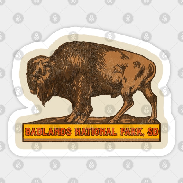 Badlands National Park Vintage Buffalo Souvenir Sticker by darklordpug